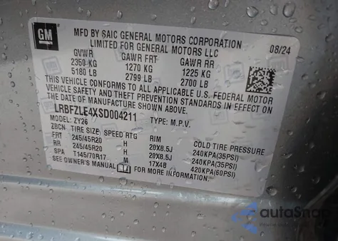 2025 Buick Envision Sport Touring Awd from USA, damaged, VIN LRBFZLE4XSD004211